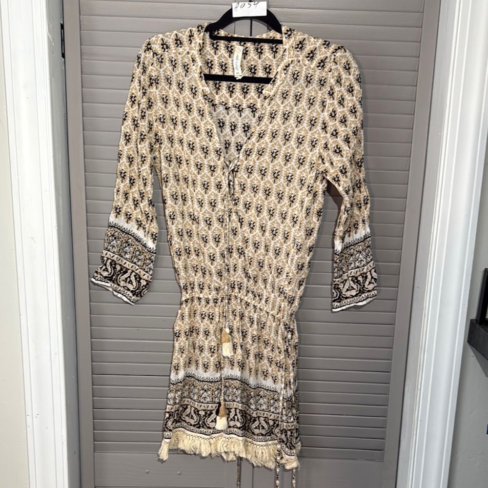 Cream Bell Sleeve V-Neck Tunic